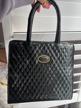 Black Quilted Tote Handbag Made in Italy